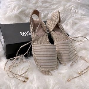 New Missguided espadrille flat shoe tie up wrap up lace up closed toe sandal
